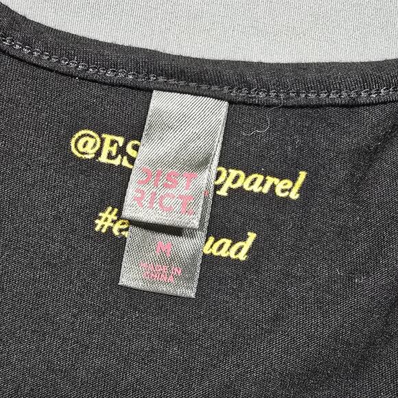 District ESEF Apparel Black Tank Top Gold Glittery Tribe Racerback Scoop Women M - Picture 3 of 8